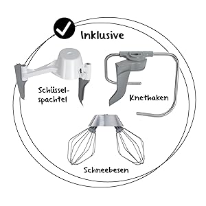 Das Bild zeigt Zubehör zur Cloer Küchenmaschine 7001.